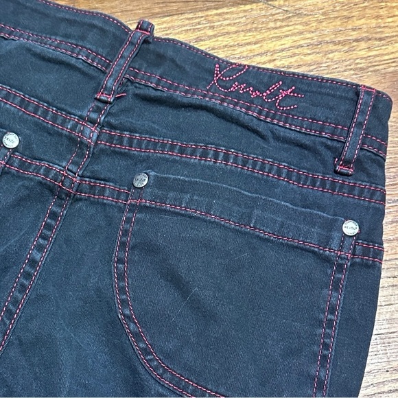 Y2K Revolt Low Rise Black Cropped Moto Jeans Red Stitching Juniors Size 3 Punk - Picture 13 of 16